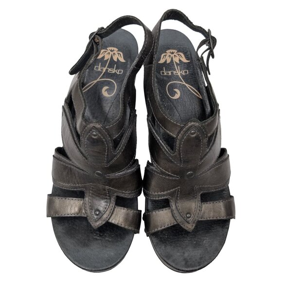 Dansko Nina Heeled Leather Sandals Womens Black Slingback 7707950200 Sz 38 / 7.5 - Picture 11 of 12
